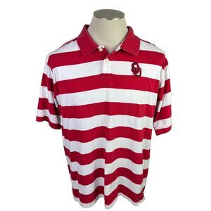 Oklahoma Sooners Polo Shirt Men XXL Red White Striped Joe College Cotton